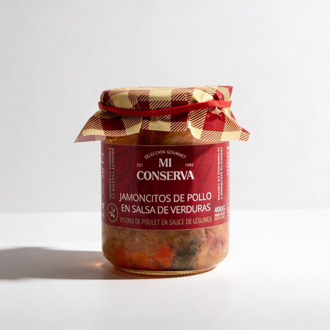 Jamoncitos de pollo en salsa de verduras